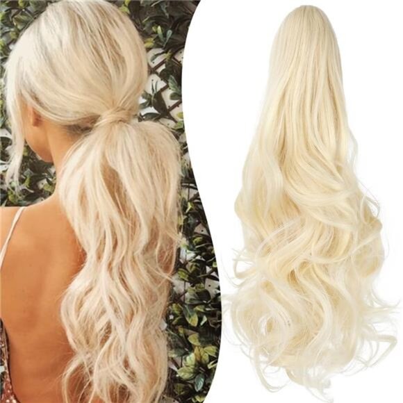Claw Clip Ponytail Extension for Women Bleach Blonde